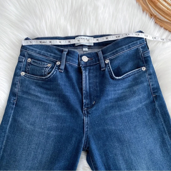 Agolde Sophie Skinny Jeans Raw Hem Distressed Dark Blue Fading Cut off 26 - Picture 9 of 13
